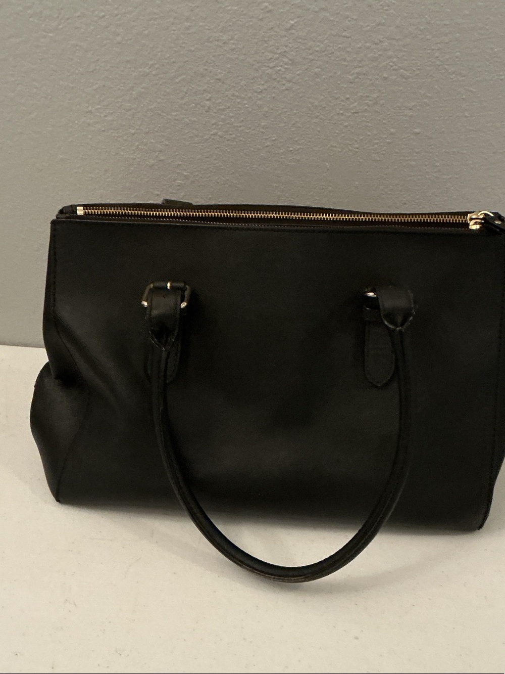 kate spade Black Leather Satchel with Gold Logo - Picture 2 of 9